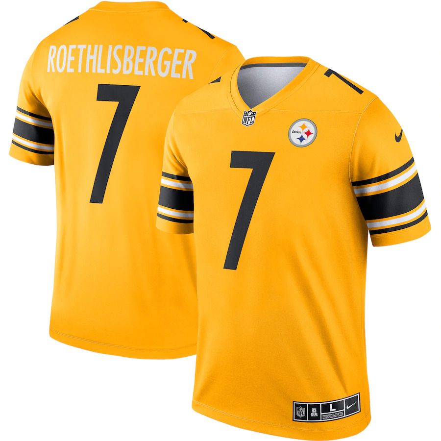 Men Pittsburgh Steelers #7 Ben Roethlisberger Nike Gold Inverted Legend NFL Jersey